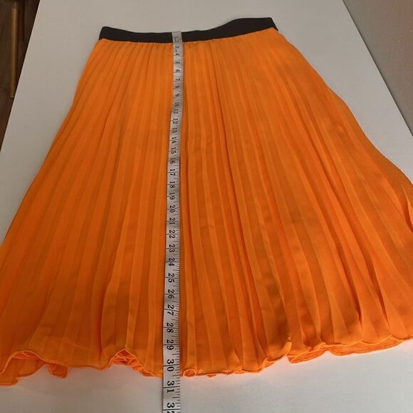 DKNY Orange Stretch Midi Accordion Pleat Skirt Size Medium - Picture 9 of 9